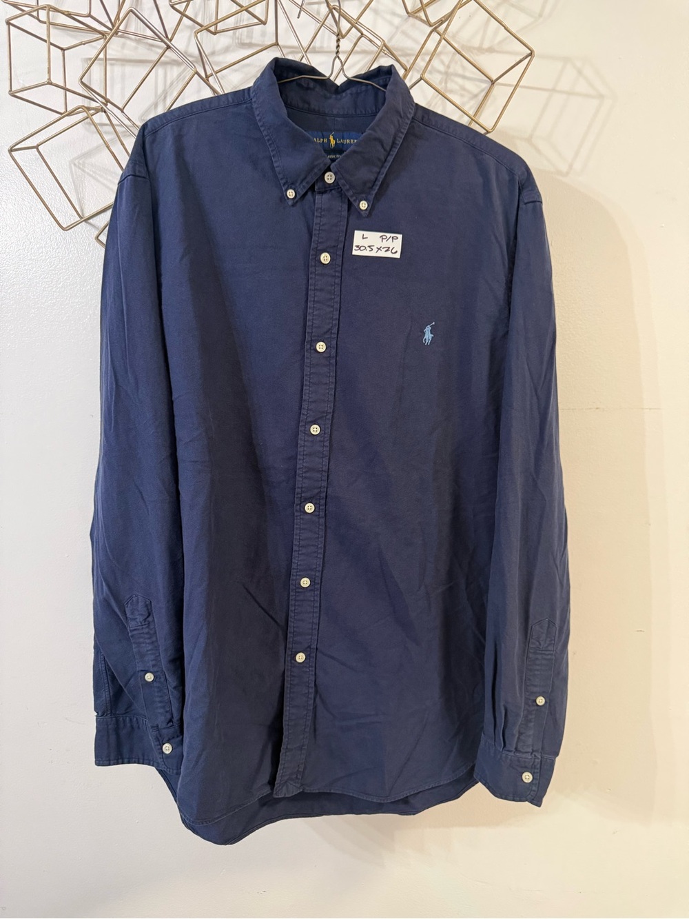 Ralph Lauren Navy Blue Long-Sleeve Button-Down Shirt